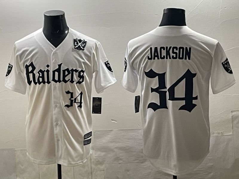 Men 2025 Oakland Raiders 34 Jackson white 6th generation Joint Name Nike Limited NFL Jersey style 05